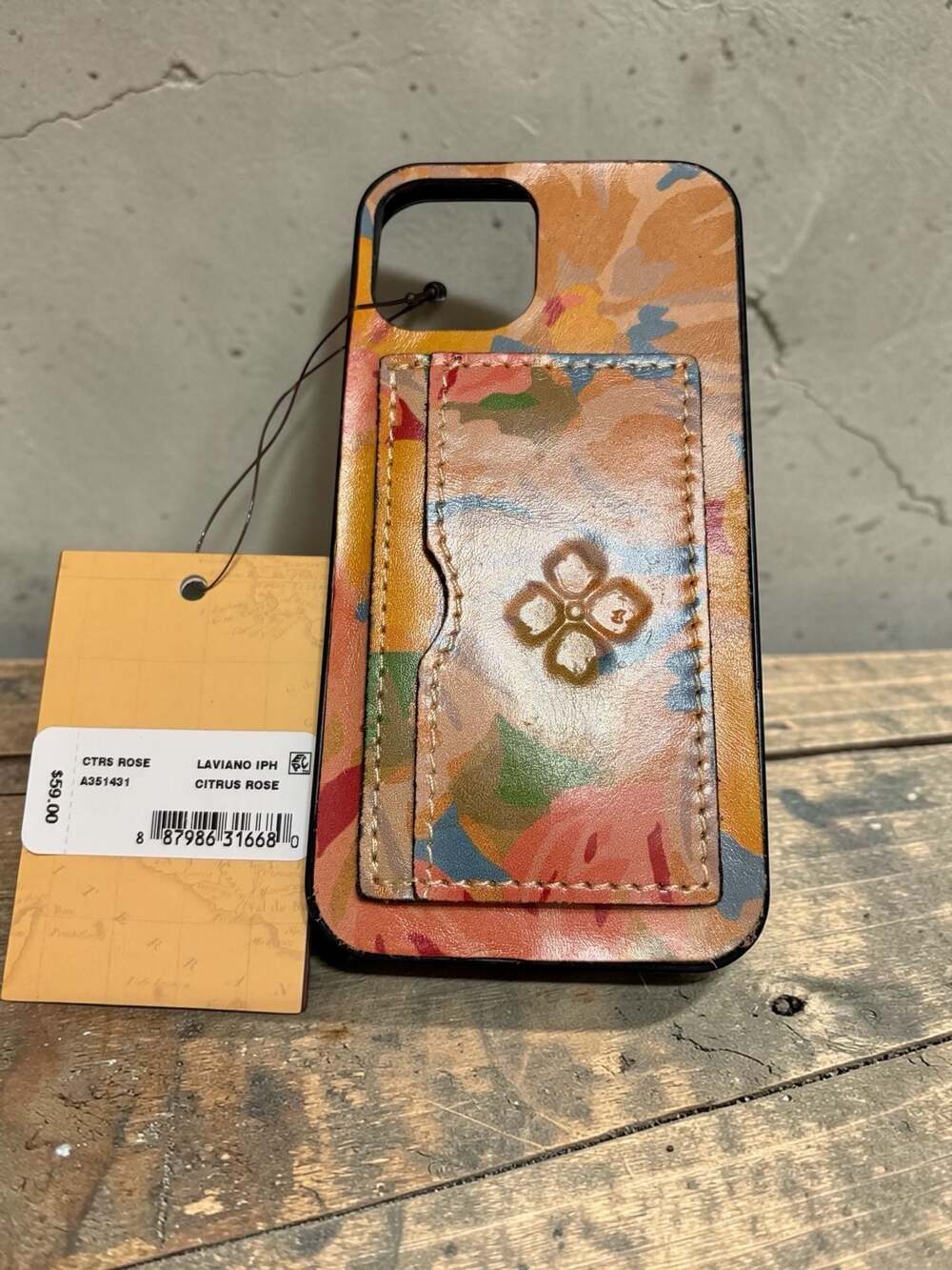 Patricia Nash Laviano iPhone 12 Pro Leather Case - Citrus Rose Floral with Kicks